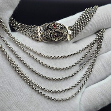 Antike Granat Kropfkette 800er Silber Handarb...