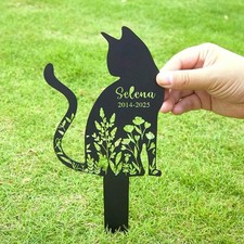 Personalized Metal Cat Grave Marker, Custom Kitty Memorial Garden Stake