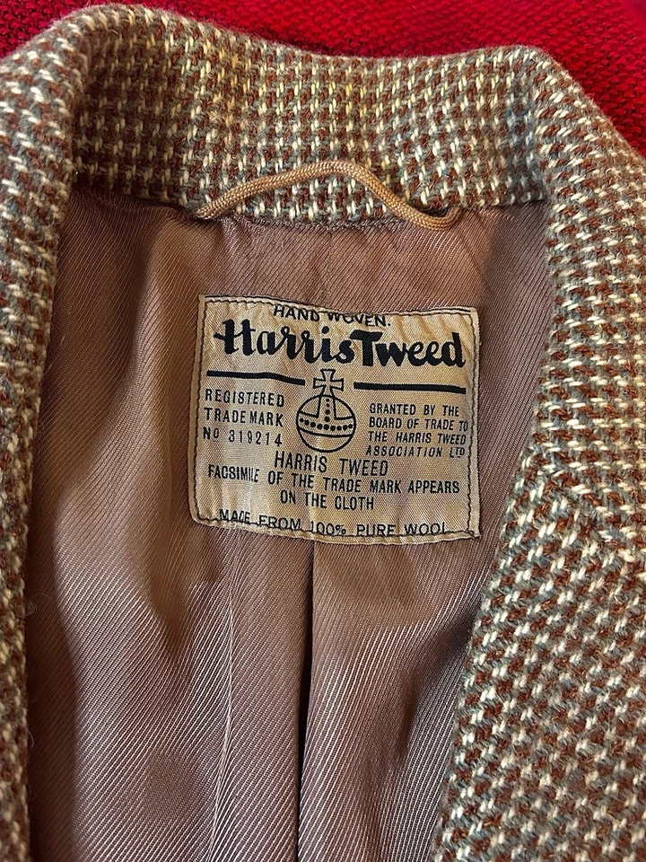 Antique/Vintage 1940s Harris Tweed Men's Three Button Sport Blazer Jacket Size L - Image 3 of 4