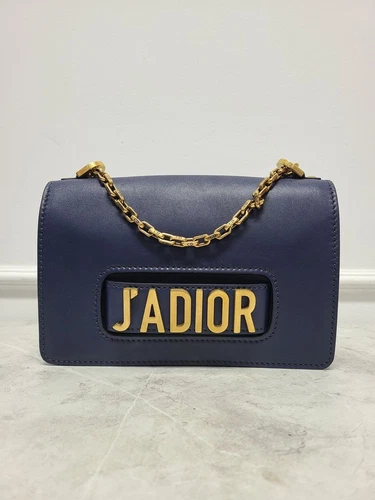 Sac bandoulière Dior cuir marine J'a rabat chaîne dorée 25A 123150443
