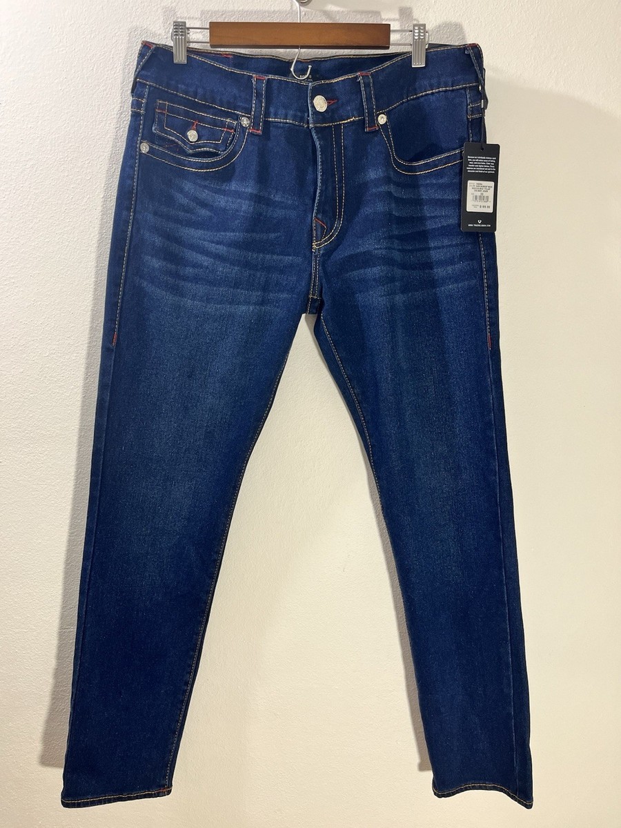 True Religion Jeans Mens Size 33x32 Rocco Relaxed Skinny Flap Big