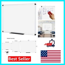 Durable 36x24 Magnetic Whiteboard with Flexible Mounting Finish
