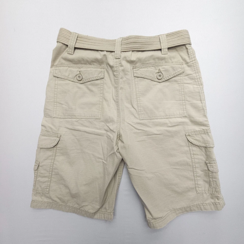 PD&C Ripstop Cotton Cargo Shorts Mens 32 Khaki Belted Work Utility Travel - Image 2 of 4