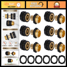 Quick Connector Garden Hose Fittings, 3/4" Male  Female, 6 Washers, 6 Sets