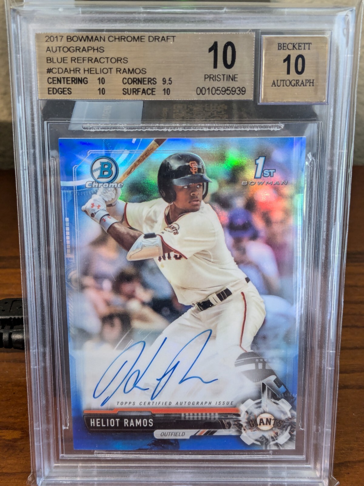 2017 Bowman Chrome DRAFT BLUE AUTO Heliot Ramos #'d 069/150 - BGS 10/10 PRISTINE