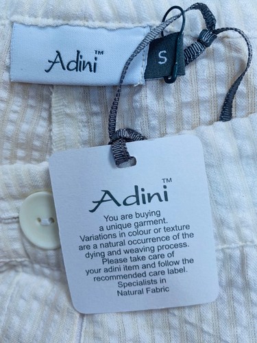 ADINI White Seersucker Trousers Small Ladies 100% Cotton Wide Leg - Picture 5 of 8