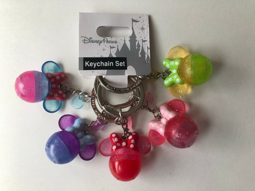 Set 5 Portachiavi Testa Icona Minnie Mouse Parks Disney Vari Colori - Nuovo con etichette - Foto 1 di 2