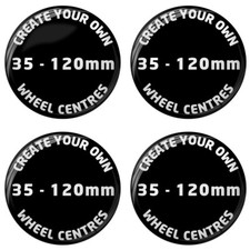 1 Set of 4 Create Your Own Resin Domed 3D Wheel Centres Up To 120mm