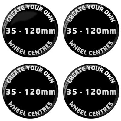 1 Set of 4 Create Your Own Resin Domed 3D Wheel Centres Up To 120mm - Image 1 of 3