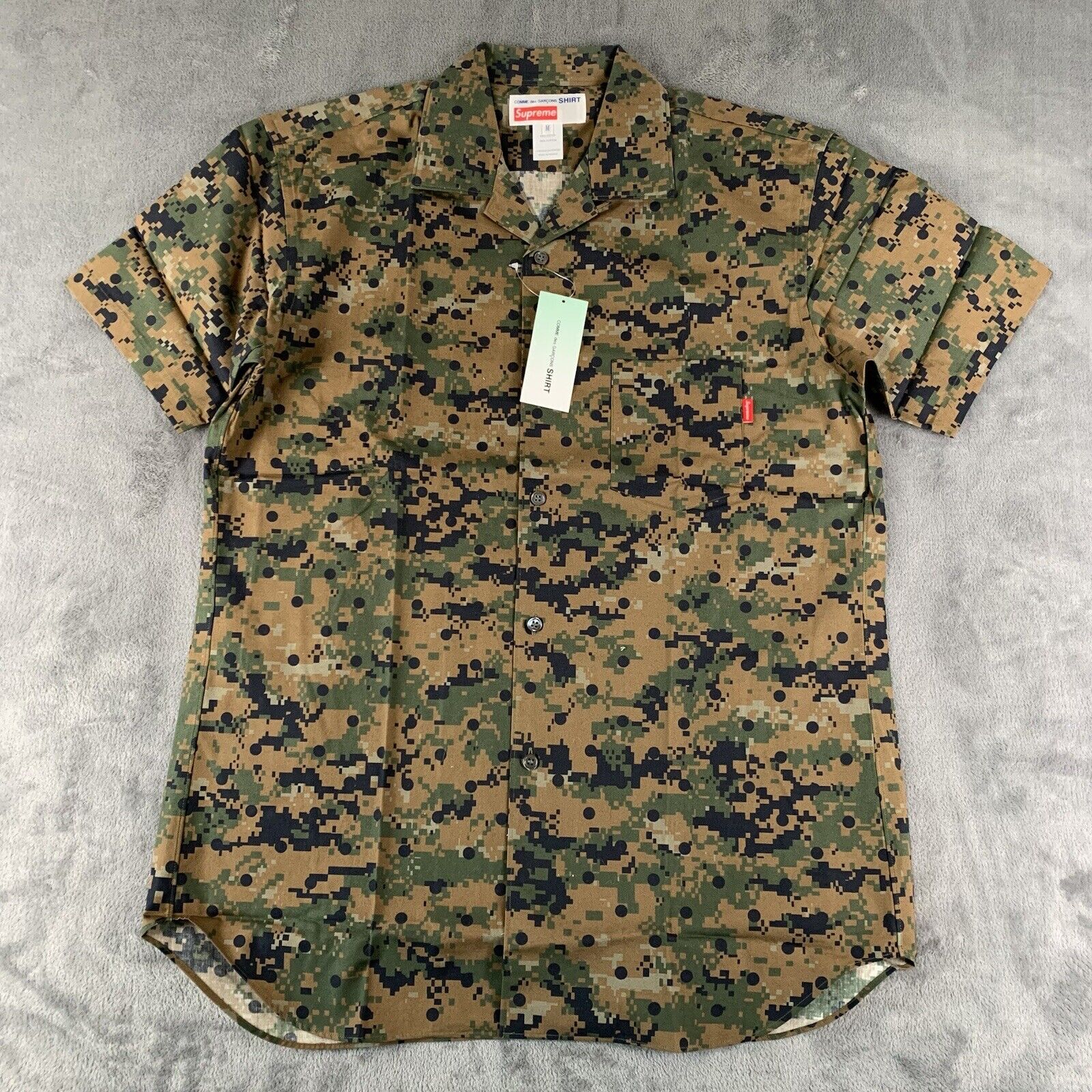 Supreme x CDG Comme des Garcons M Shirt Digi Camo Loop Collar Shirt SS13 Green