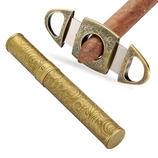 Galiner Travel Humidor Cigar Tube Case Holder Sharp Cigar Cutter Double Blades