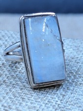 Vintage 925 Sterling Silver Rectangular Moonstone 21.5 x 10.5mm Ring 9Gr Sz7