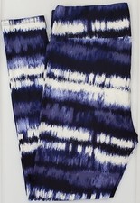 TC2 LuLaRoe Tall  Curvy2 Leggings Navy Blue White Tie Dye Stripes NWT M20