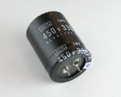 Lot of 5 UCC 330uF 450V Aluminum Electrolytic Snap In Capacitor SMG450VNSN331 - Picture 1 of 1