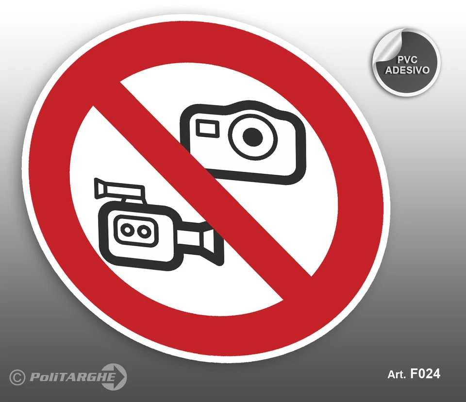 POLITARGHE - WWW.POLITARGHE.IT Cartello adesivo "Vietato Fotografare e fare Riprese Video"