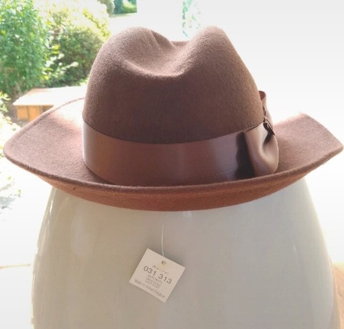 BHS Hat Trilby Brown Bow Round Casual - Picture 12 of 14