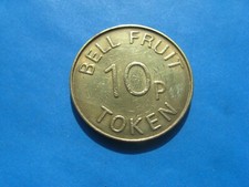 (K) BELL FRUIT (large letters) GOLD COLOURED 10p TOKEN COIN