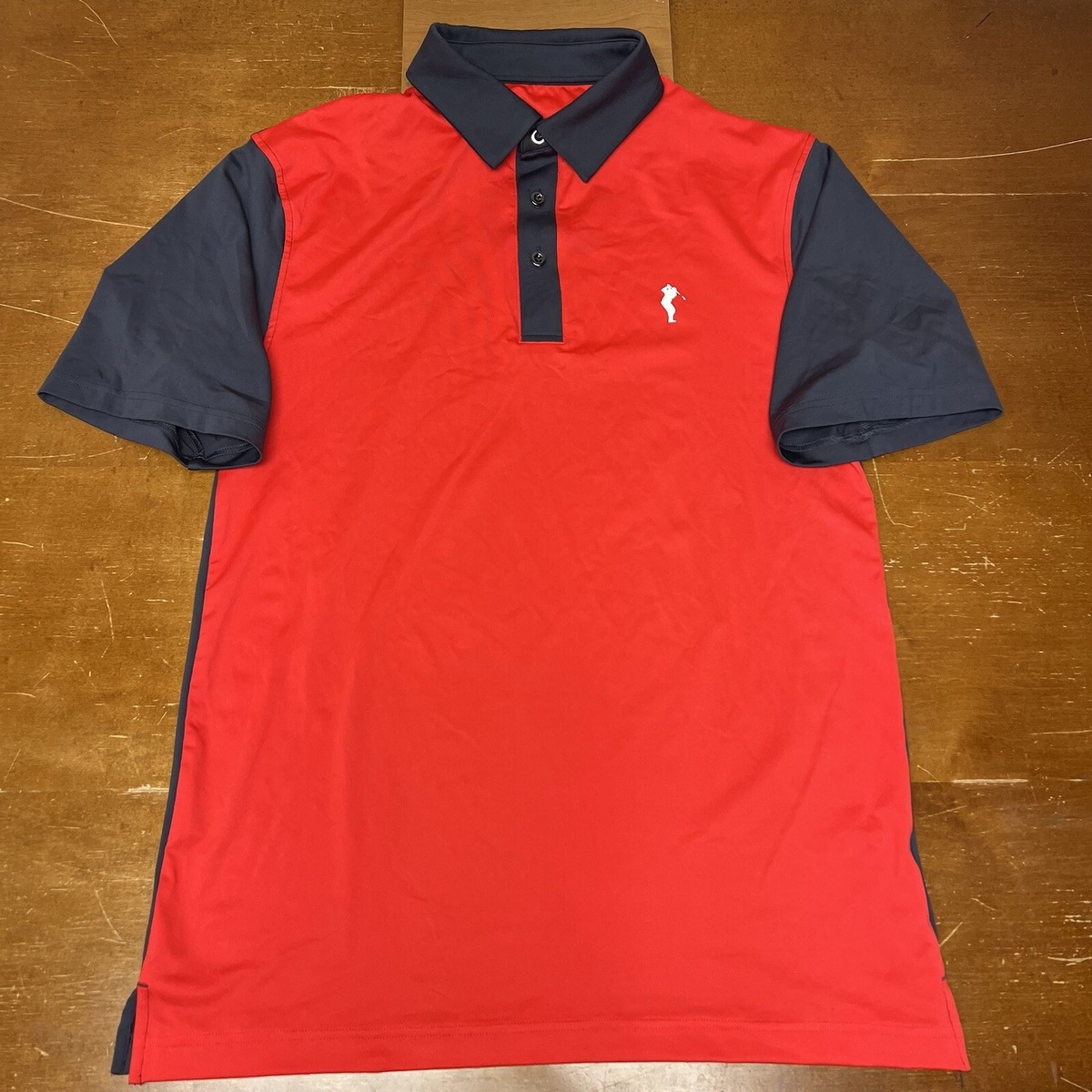 John Daly Shirt Mens Medium Red Gray Polo Short Sleeve Golf Golfer