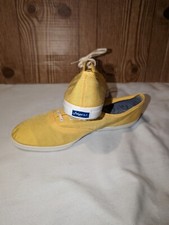 Vintage Sears Jeepers Women's Shoes Size 9.5 M Yellow Canvas Flats Very Nice