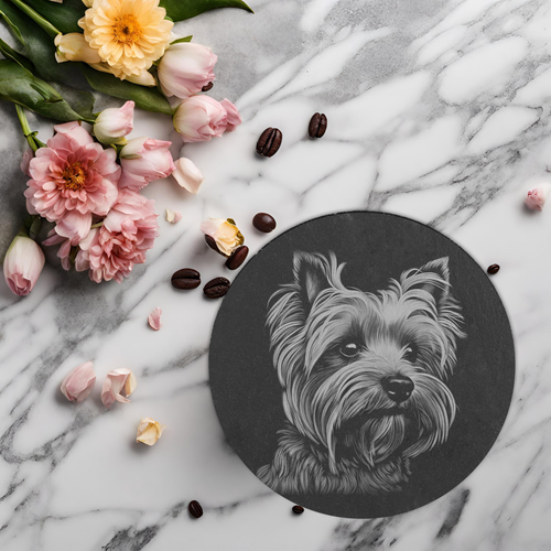 Yorkshire Terrier Dog, Engraved Slate Coaster Gift, Father's Day, Dog Coaster - Picture 2 of 10
