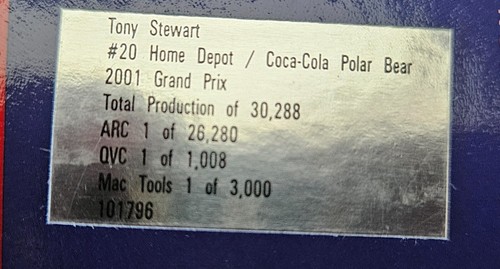 *AUTOGRAPHED 1:24 2001 Tony Stewart #20 Coca-Cola Polar Bear Pontiac 1 of 30,288 - Picture 6 of 6