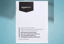 Amazon Basics Copy Paper, White, 20 lb, 8.5x11 in, 500 Sheets, 92 Bright
