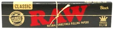 1 Pk Raw Classic Black King Size Slim Thin 110mm Cigarette Rolling Papers - 3219