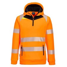 Image of Portwest DX4 Hi-Vis 1/4 Zip Hoodie Reflective DX482