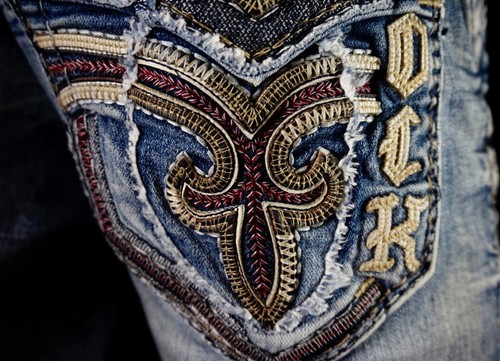 $220 Mens Rock Revival Jeans "Callan" Leather Inserts Boot 34 X 30 - Picture 5 of 13