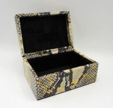 Leather Box Small Python Embossed Suede Lining Graphic Image New