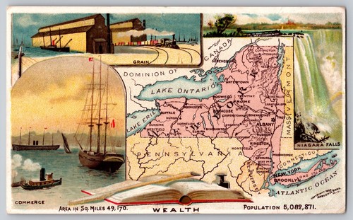 1890s Victorian Trade Card - Arbuckle Coffee Company - New York Map