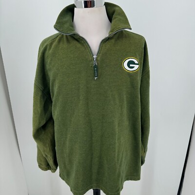 Green Bay Packers NFL Mirage MENS Green 1/4 Zip Pullover Sweatshirt SIZE XL 