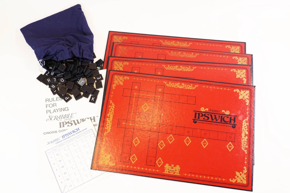 Scrabble Ipswich Word Game w/ Black Letter Tiles 1983 Word Game - Image 3 of 4