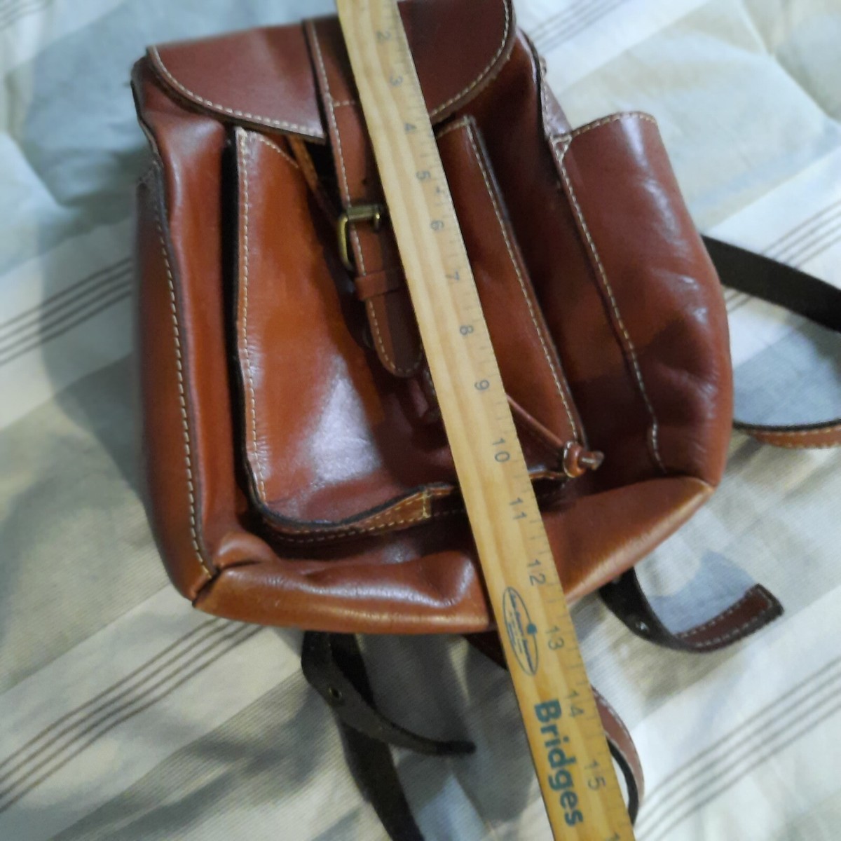 Patricia Nash Brown Italian Leather Adjustable Mini Backpack 