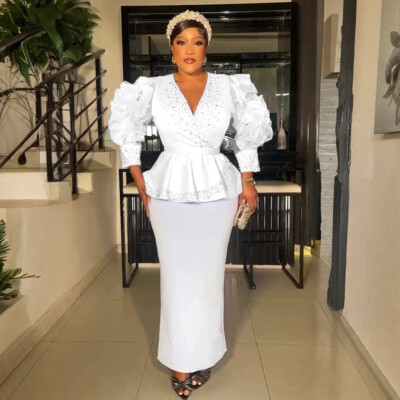 African Women Rhinestone Ruffle Sleeve Gown Evening Formal Dresses Bodycon Prom | eBay African Women Rhinestone Ruffle Sleeve Gown Evening Formal Dresses Bodycon Prom | eBay