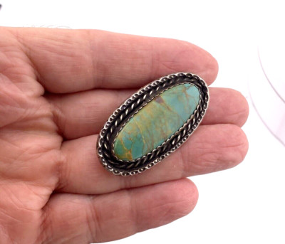 Vintage Old Native American Sterling Silver Turquoise Brooch MAKERS MARK  VIDEO
