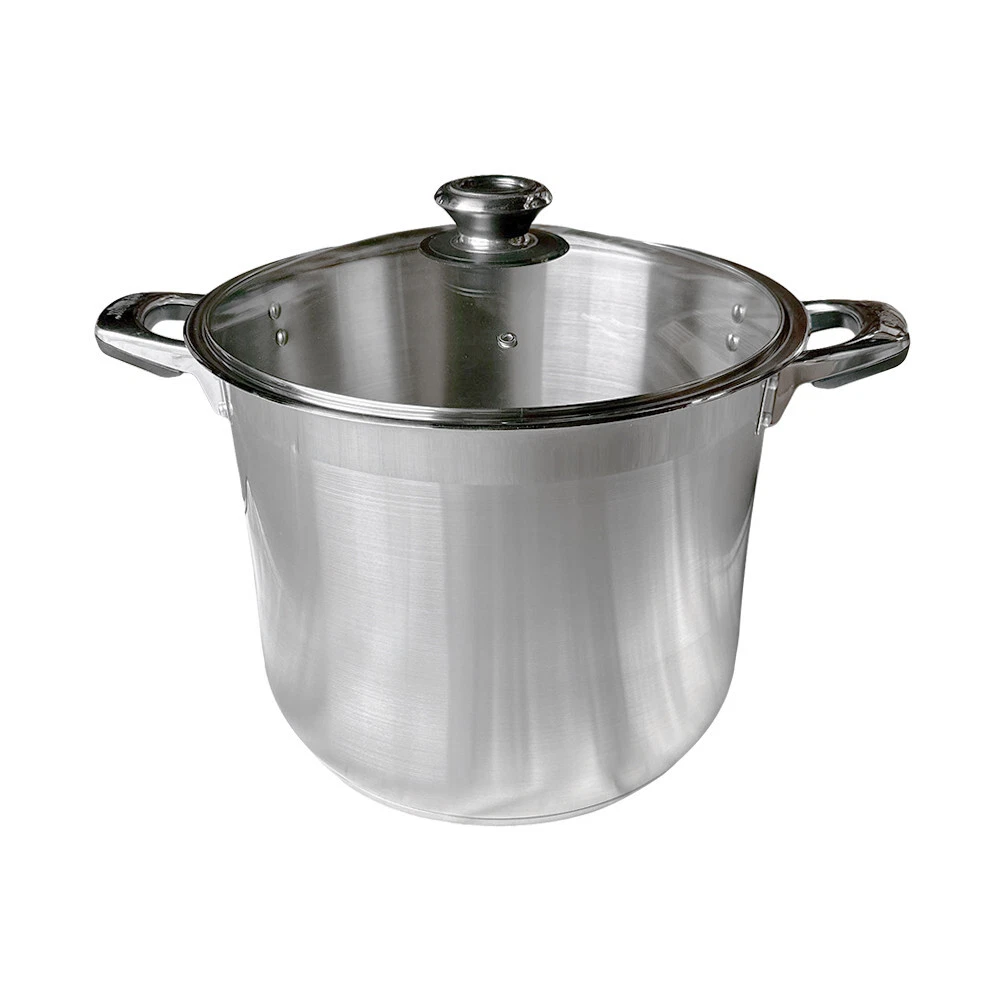24 Quarts Stainless Steel Stockpot Cooking Pot Glass Lid Boiling Pot Cookware
