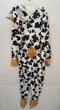 Spotted Black White Cow Costume - Large to XL - With Horn Ears Cap - Chik-Fil-A