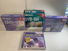 Memorex DVD-RW 4.7gb 120min + Verbatim 8.5gb 240min Total 16 disc New In Pack