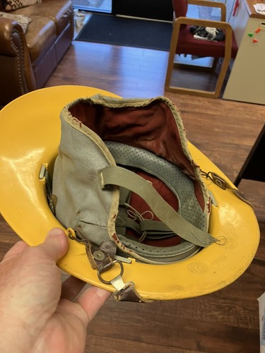 Vintage MSA TOPGARD Fireman’s Safety Helmet Yellow - Picture 10 of 11