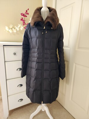 Laundry by Shelli Segal Black Down Puffer Coat Removable Faux Fur Collar Sz. XL