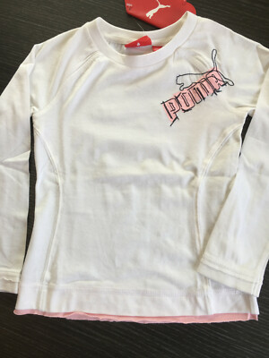 Puma T-Shirt / Langarmshirt Mädchen weiß und rosa 6 Jahre