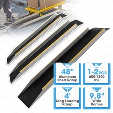 1/2 PCS 4FT Shed Ramp Aluminum Loading Ramp 1200 Lbs for Lawn Mower Motorcycle