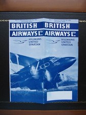 BRITISH AIRWAYS HILLMANS UNITED SPARTAN timetable eff. 1 July 1936