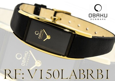 OBAKU Denmark Damenuhr V150LABRB1 Edelstahl vergoldet Modern Edel Lederband