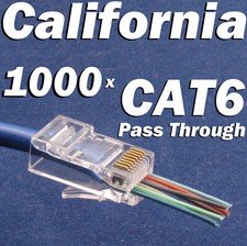 1000 Pcs CAT6 Plug RJ45 Network Cable Modular 8P8C Connector End Pass Through