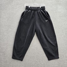 Nike Women Activewear Pants S Black Swoosh Embroidery Sweatpants Phoenix Fleece
