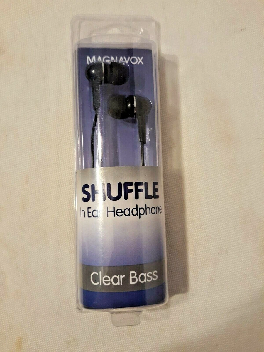 Magnavox Shuffle In Ear Headphones Clear Bass 8.6mm MHP4850 Black Earbuds