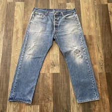 Levi's 501xx Made in USA Blue Jeans Actual Size W36 L27.5 Distressed/Stains