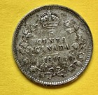 1919 Canada Five Cent George V. 92.5% Silver. Fine Condition. Charity Auction. ￼ — photo 1